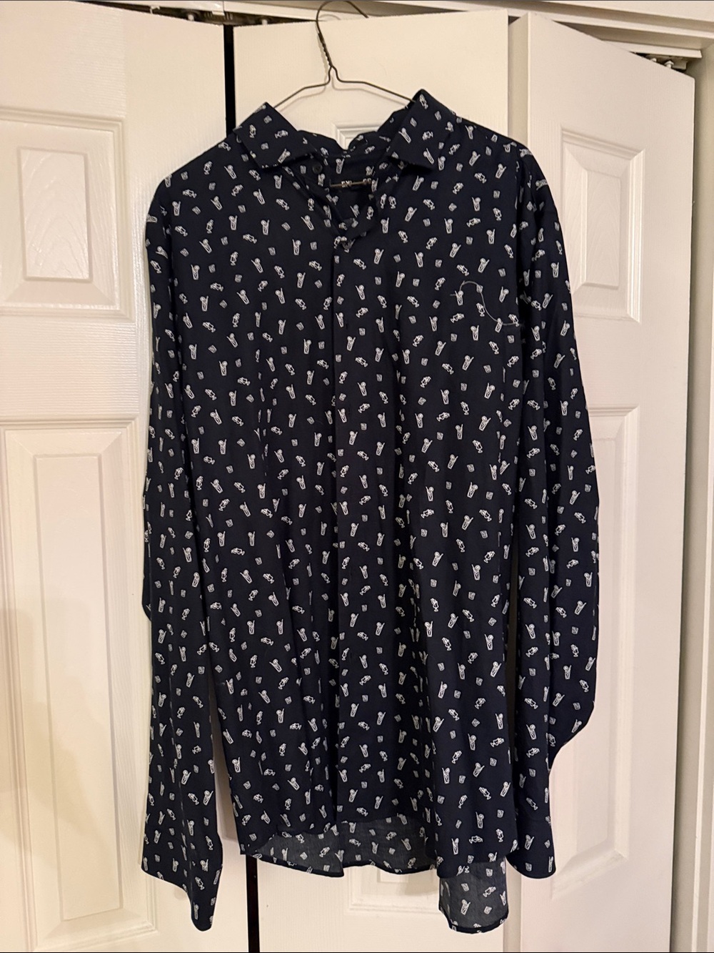 Express Navy Shirt with White Cocktail Print